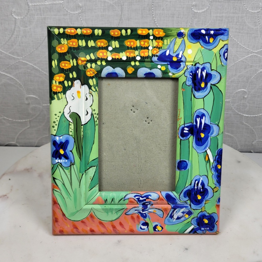 Iris Picture Frame 5x3 Handpainted Floral Garden Art Vincent Van Gogh Inspired - Picture 12 of 12